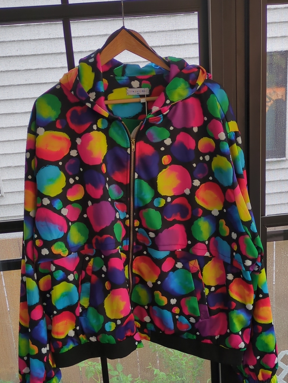 Little Party Dress Multicolor Polka Dot Hooded Jacket - NWT